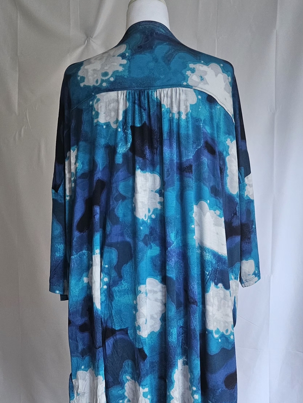 Victor Alfaro NWT Blue Watercolor Kimono Cardigan L - Picture 5 of 13